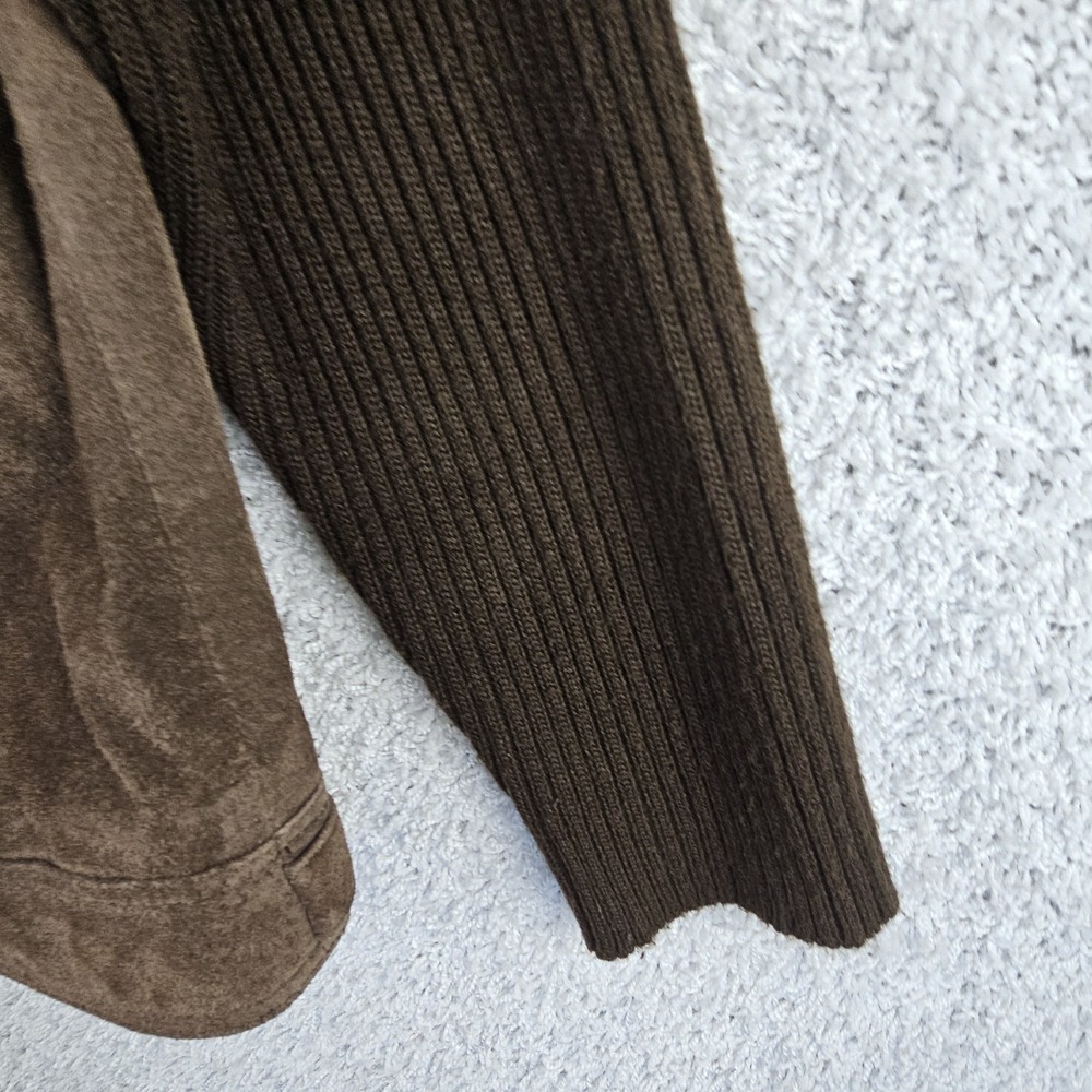 Relativity Leather Suede Button Up Jacket W/ Knit Sleeves Women's XL Chocolate‎ - Picture 6 of 13